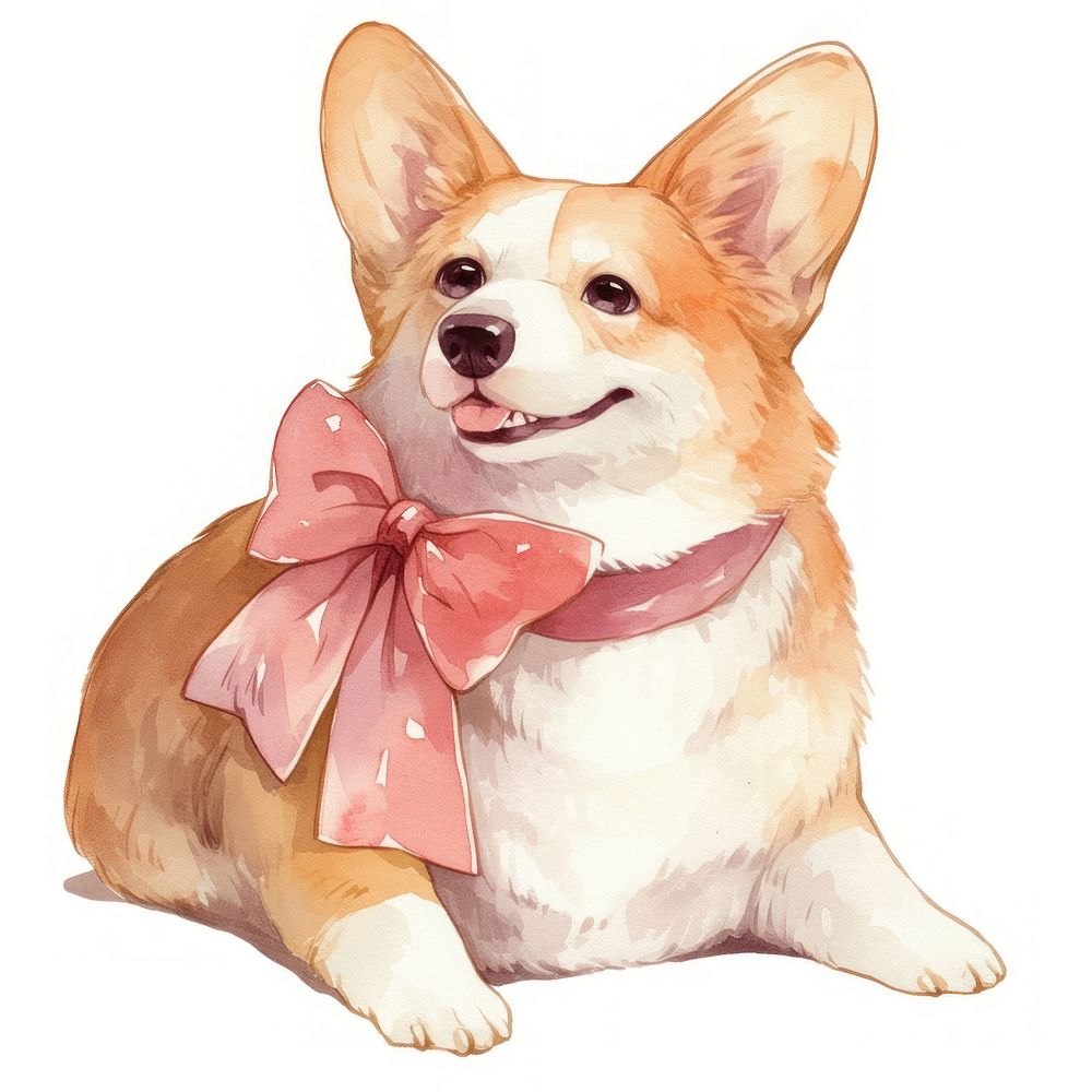 Illustration animal corgi pink.