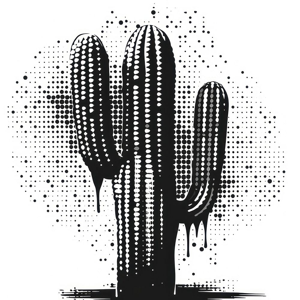 Cactus with dripping neon paint cactus plant black.