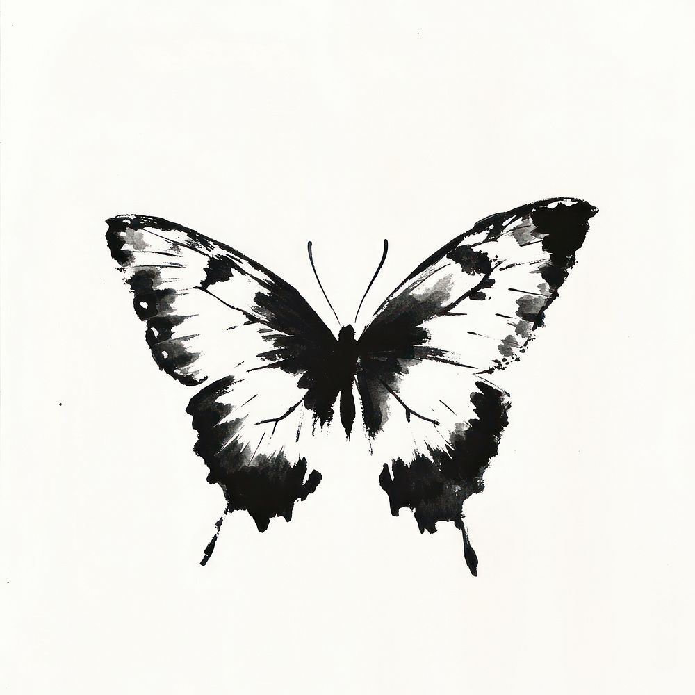 A butterfly drawing black white Free Photo Illustration rawpixel
