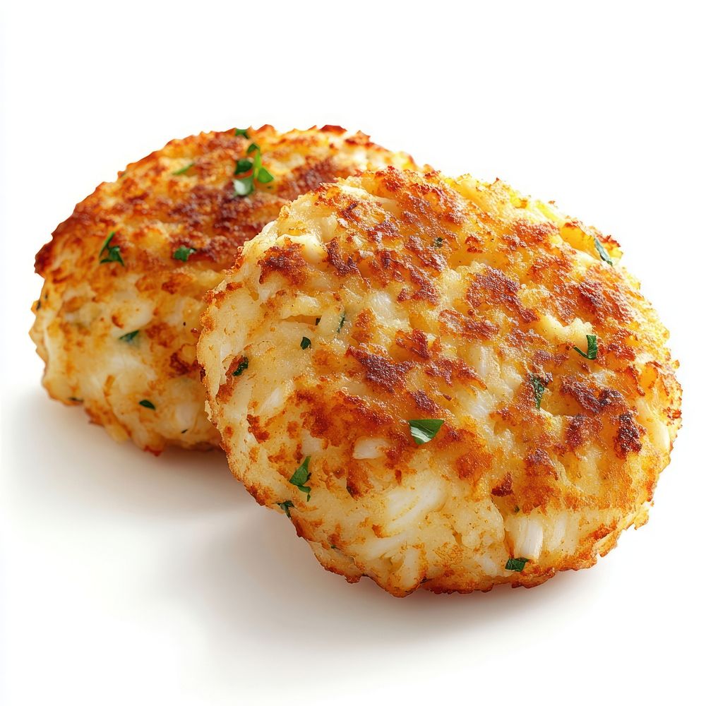 Maryland-style crab cakes fresh food golden-brown.