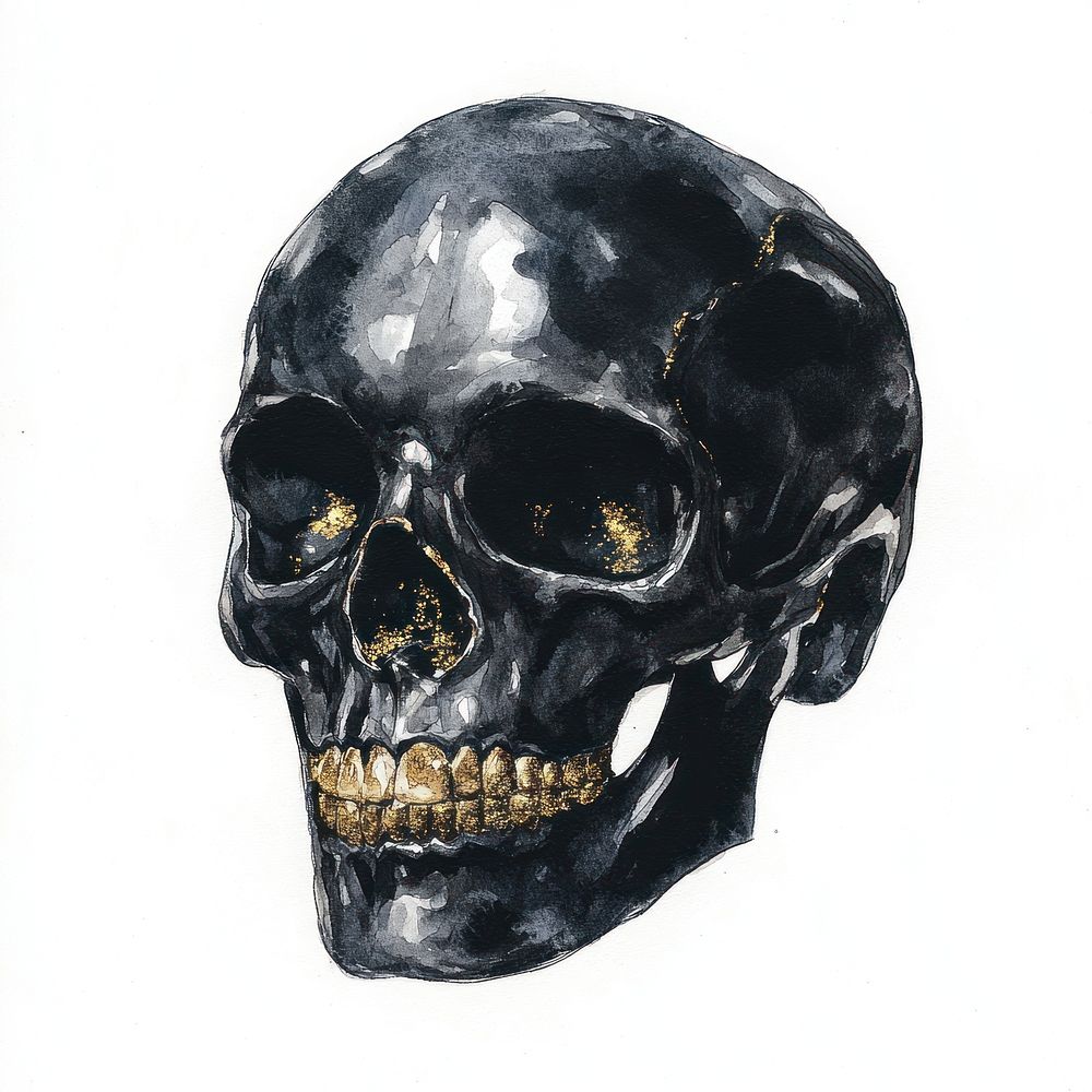 Black color skull illustration artistic macabre.