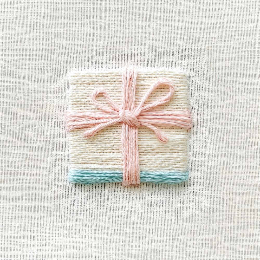 Gift box embroidery handmade pastel.