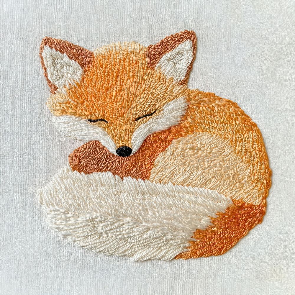 Fox embroidery handmade craft.