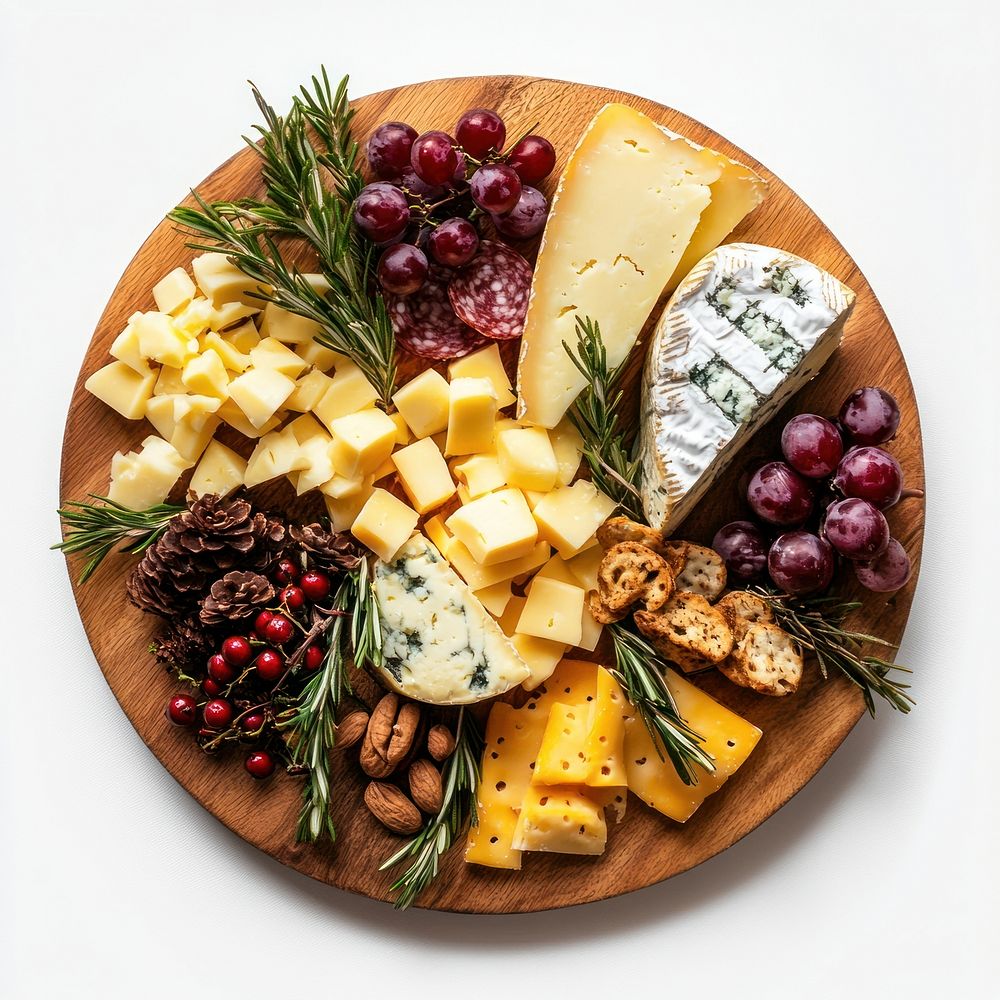 A Christmas cheese board food platter presentation.