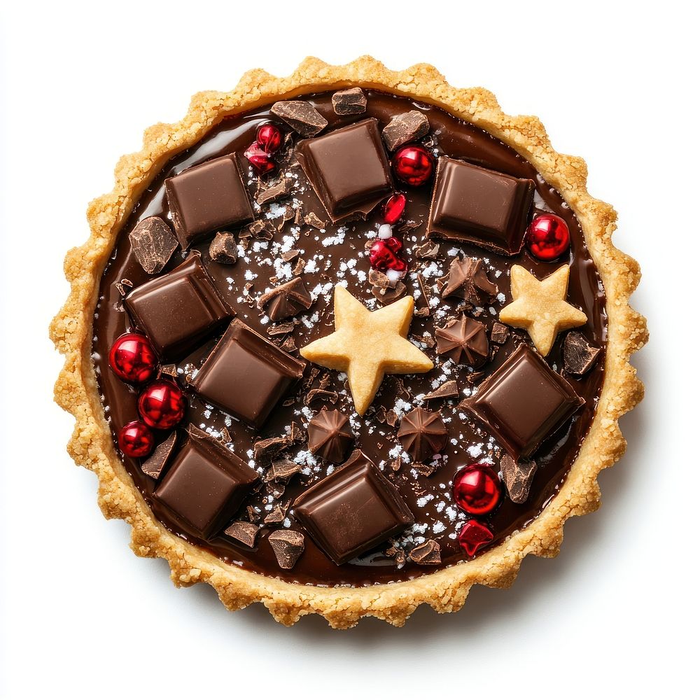 A Christmas Chocolate tart decoration chocolate dessert.