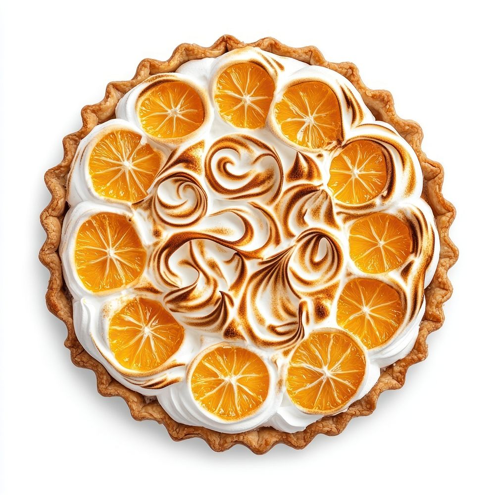 A Christmas orange meringe pie dessert pastry food.