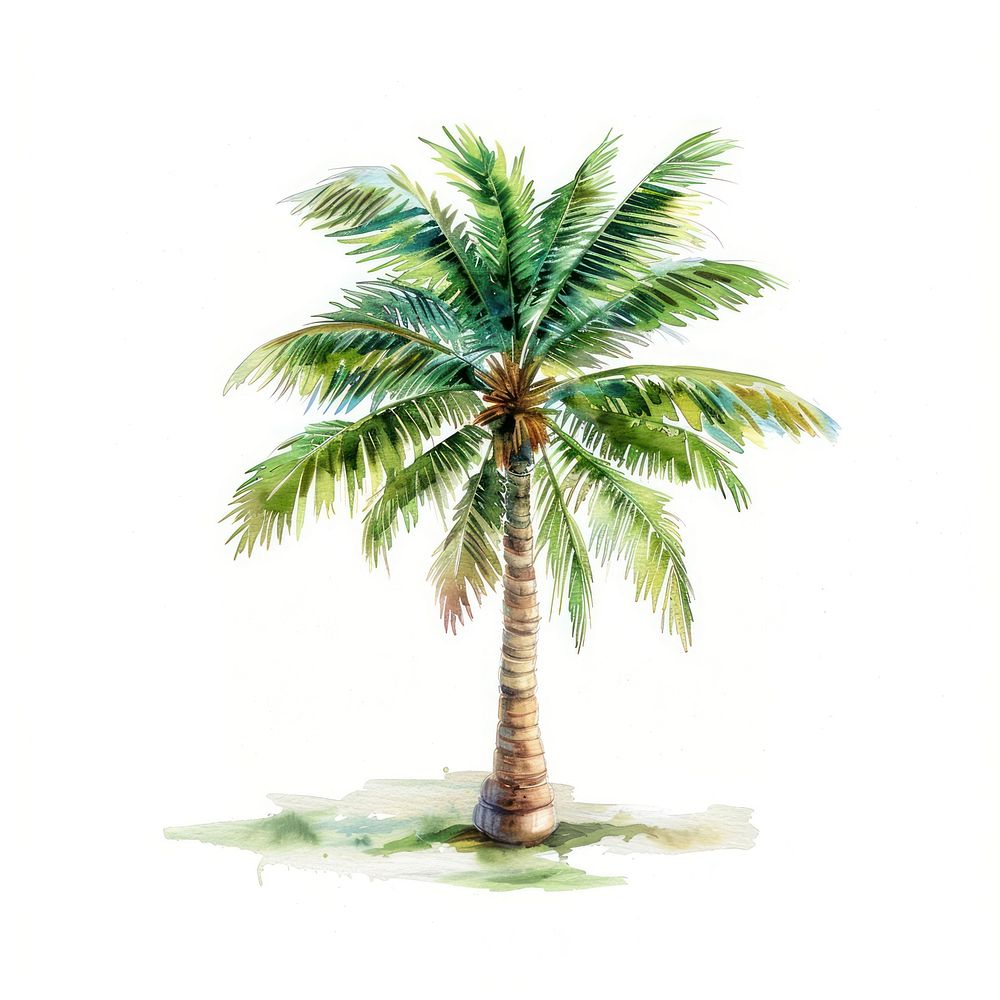 An isolated coconut tree illustration watercolor nature.