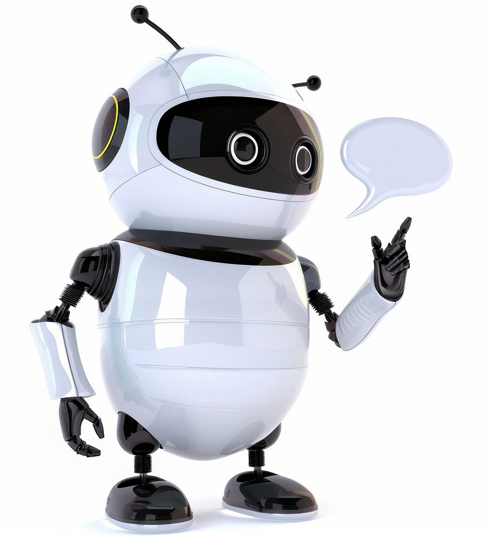 Robot with a speech bubble illustration background character.