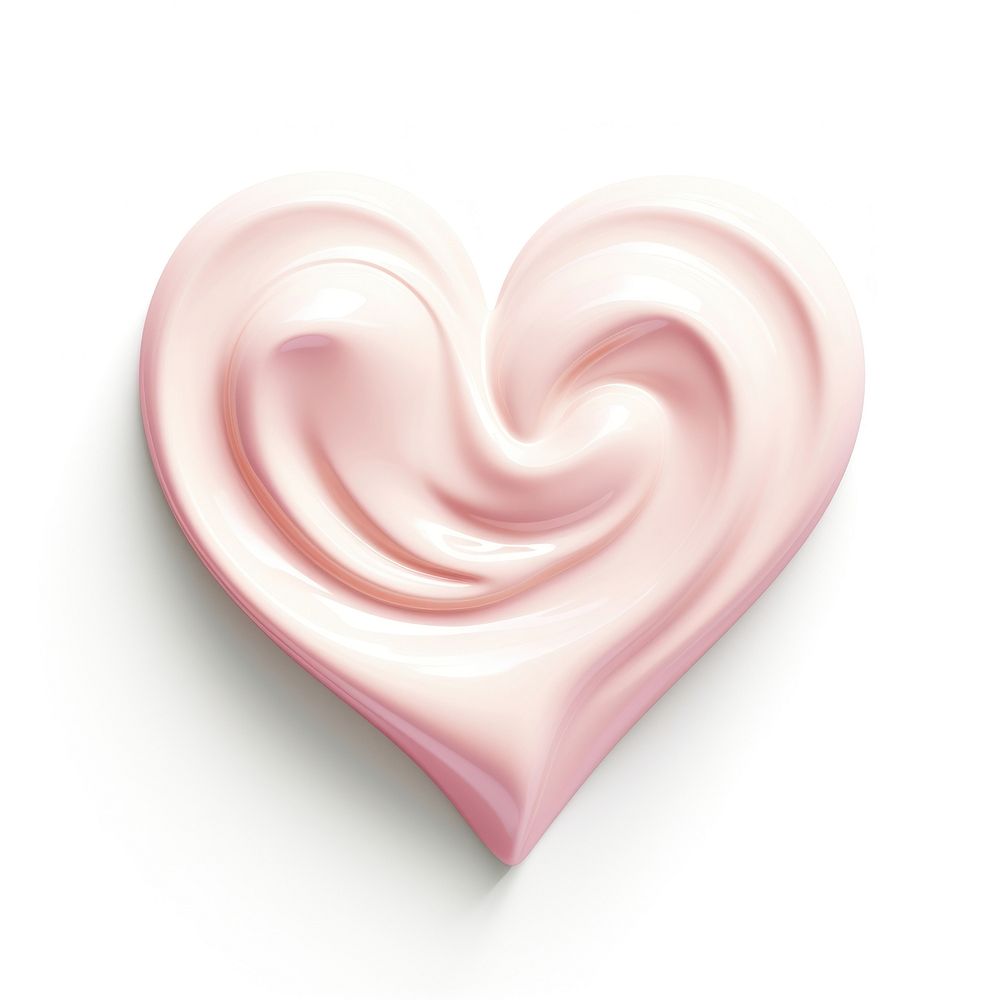 Pink heart shaped cream confectionery decoration sculpture.