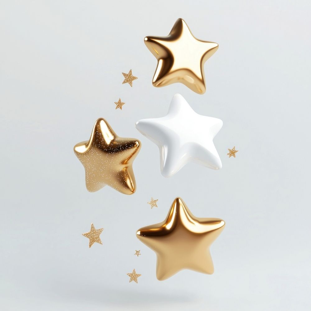 Tiny star glitter illustration floating white.