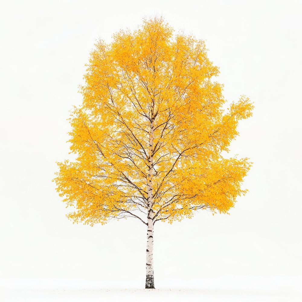 Birch tree isolated minimalist botanical.