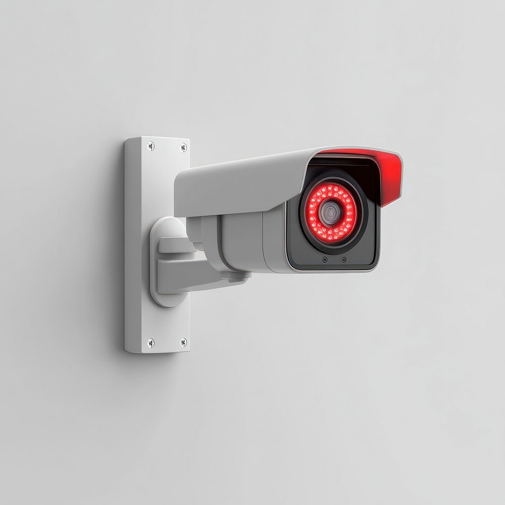 Real modern security camera surveillance wall-mounted electronics.