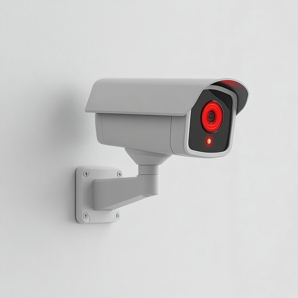 Real modern security camera surveillance wall-mounted electronics.