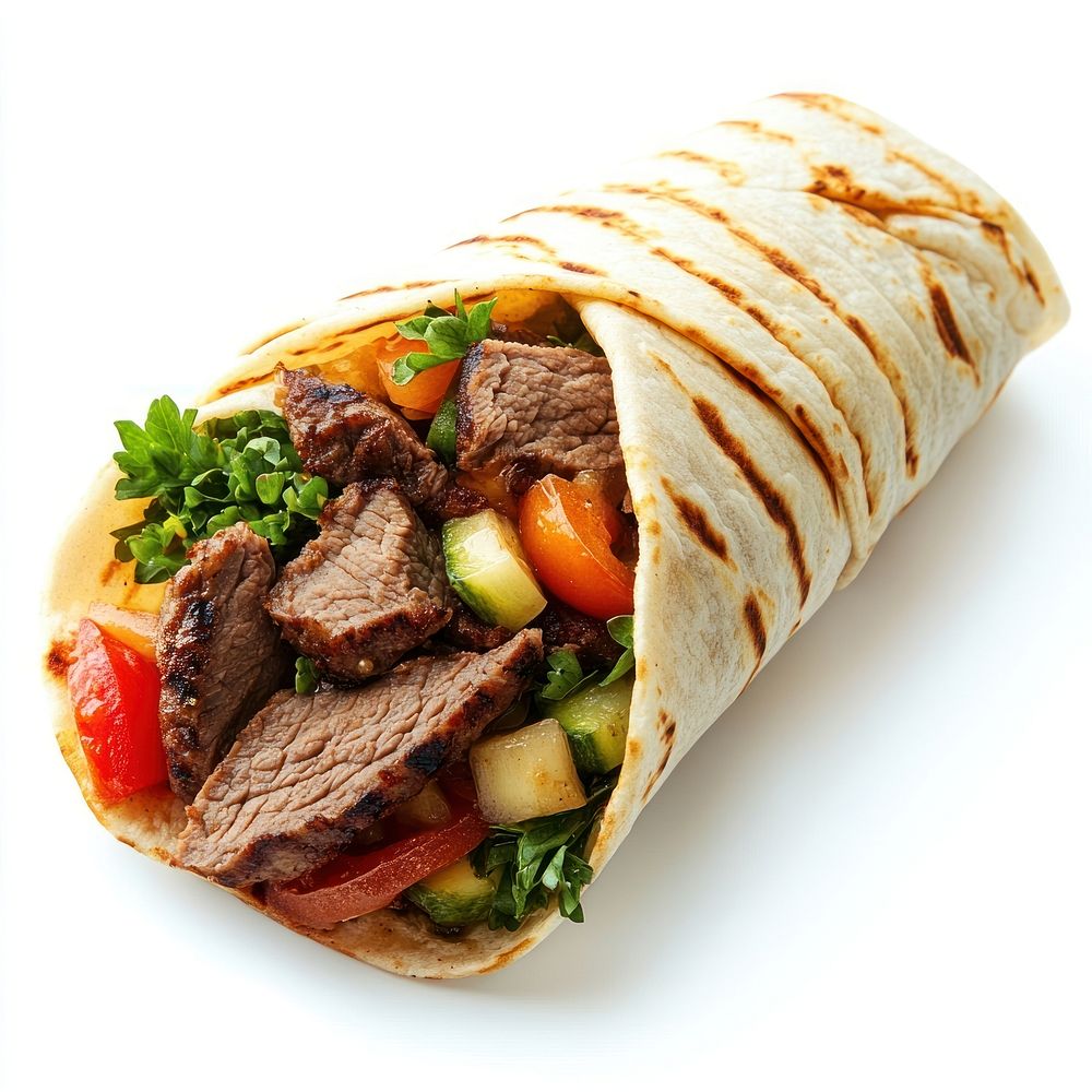 Grilled beef wrap food mediterranean photography.