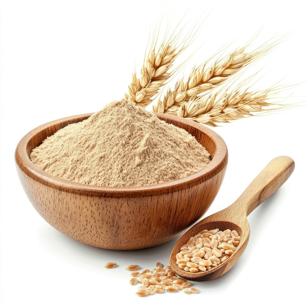 Real grain powder grains spoon wheat.