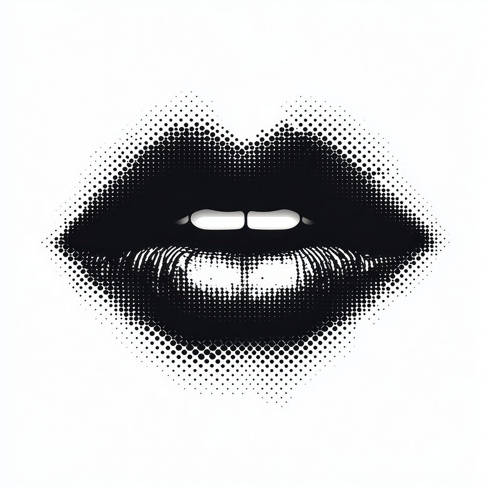 Black mouth gradient transitioning smoothly halftone effect design.