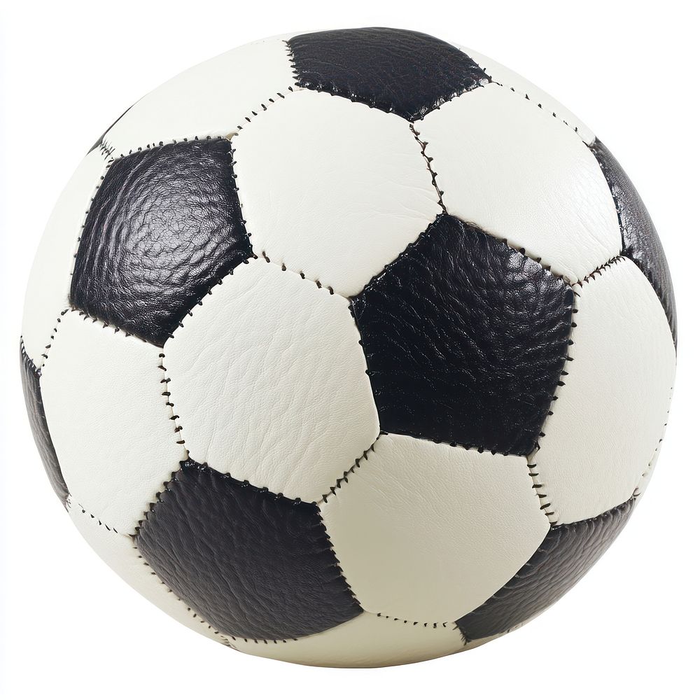 A white and black leather soccer ball football sports equipment.