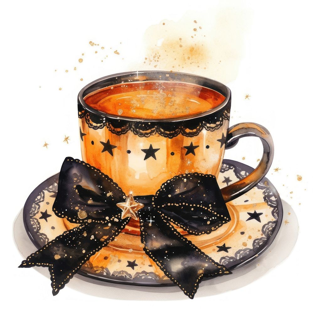 Hot drink illustration watercolor saucer.