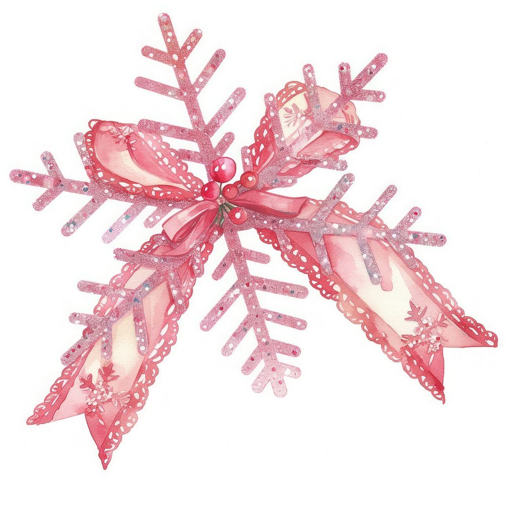 Pink snowflake illustration christmas ribbon.