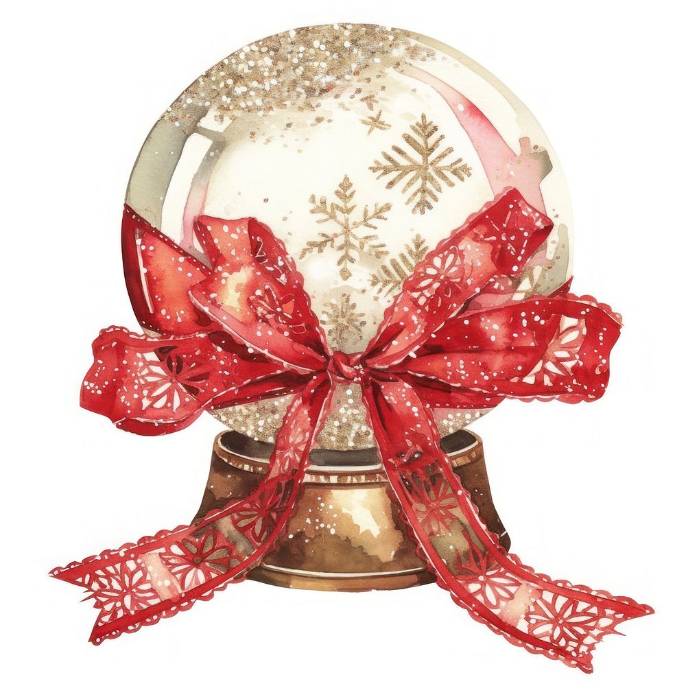 Snowglobe christmas illustration ribbon.