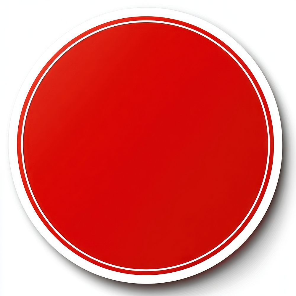 Red circular sticker with a white border sign illustration background.