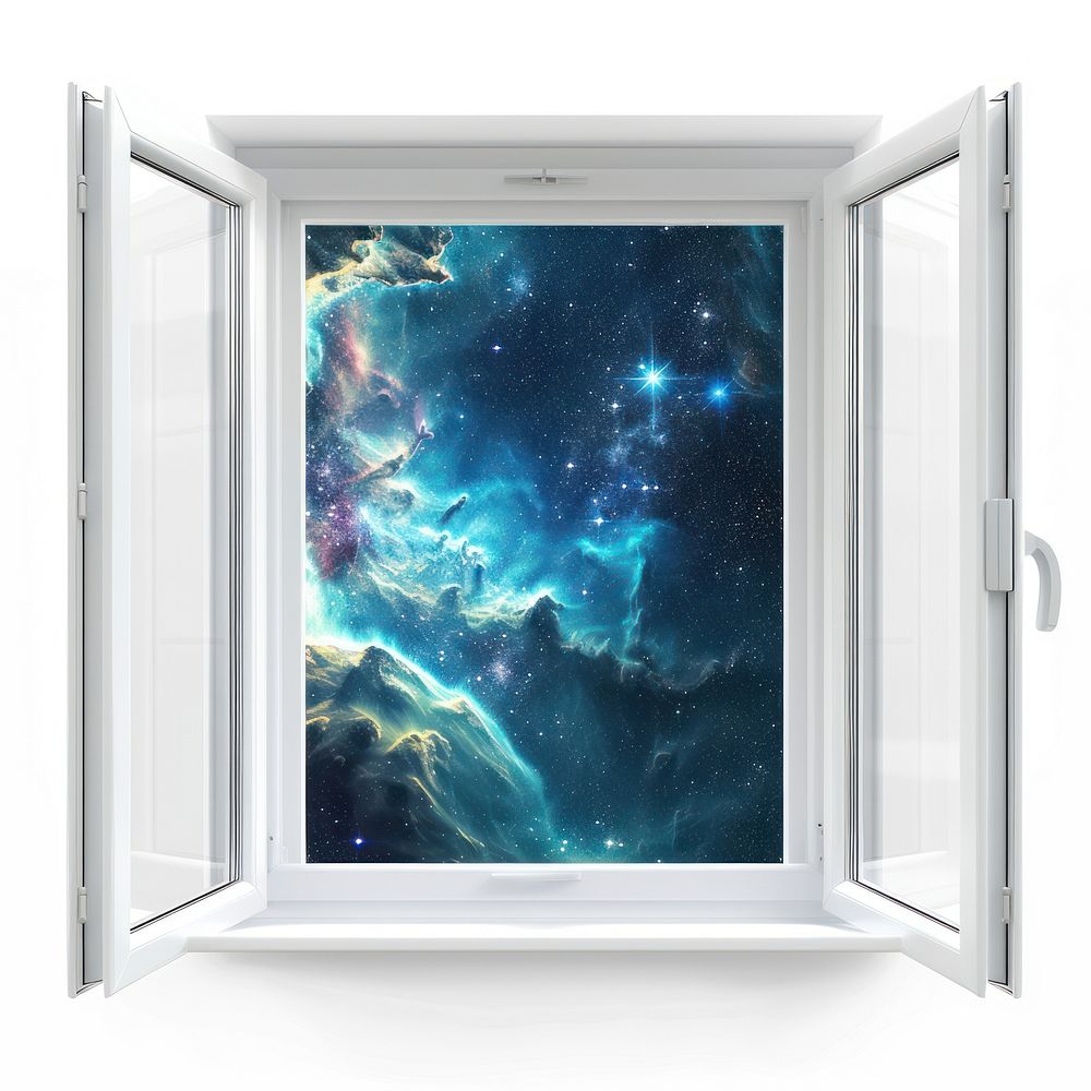 White plastic window astronomy universe galaxy.