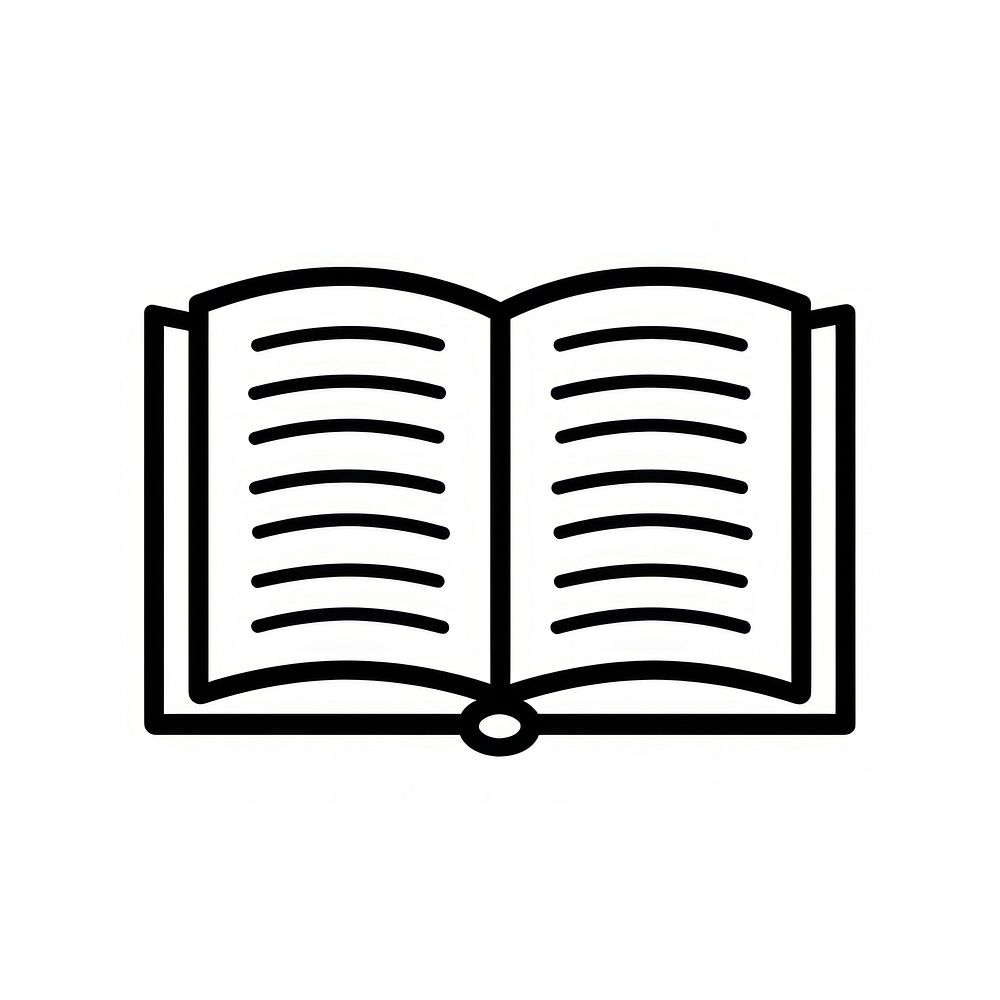 Simple open book icon illustration reading white.