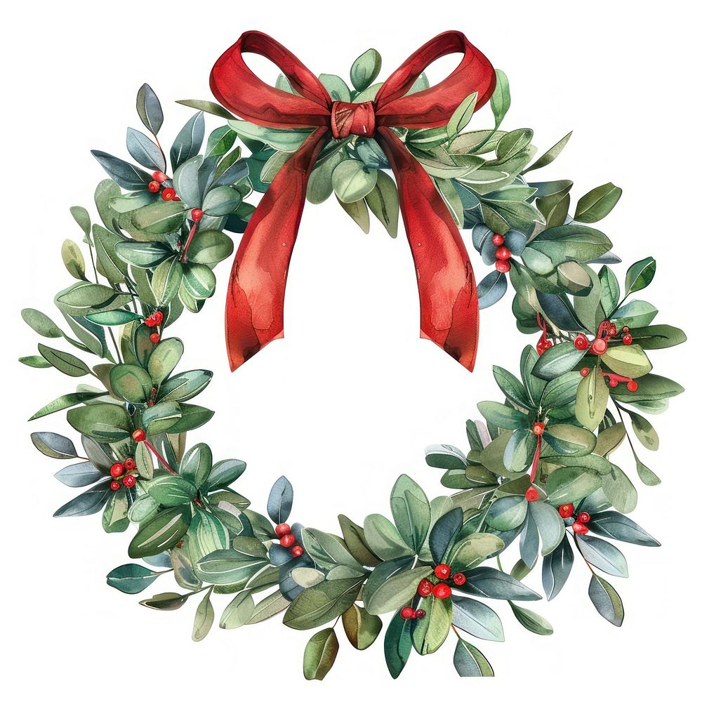 Christmas mistletoe Wreath wreath illustration watercolor.