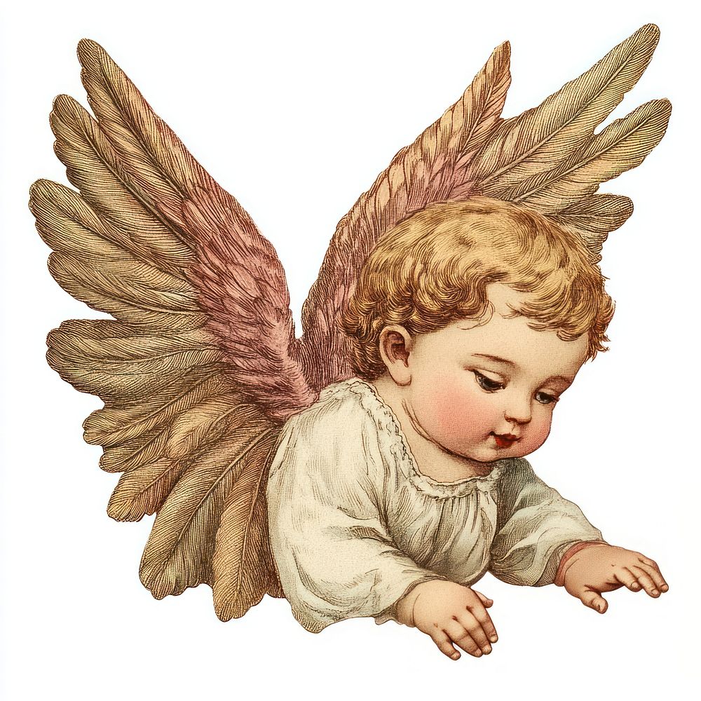 Christmas baby angel illustration vintage vintage illustration.