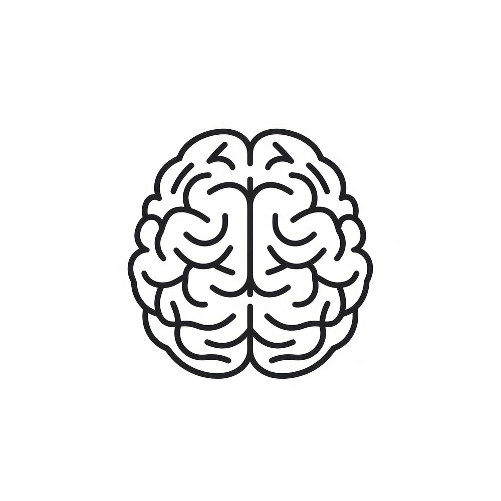 Simple brain connection icon illustration white line.