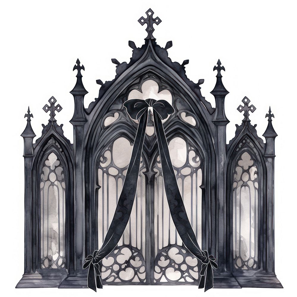 Black coquette gothic arch art architecture cathedral.