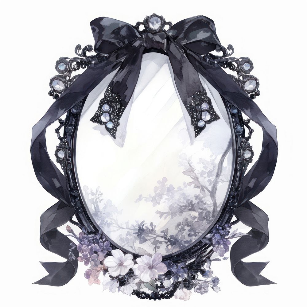 Black coquette mirror illustration ribbon accessories.