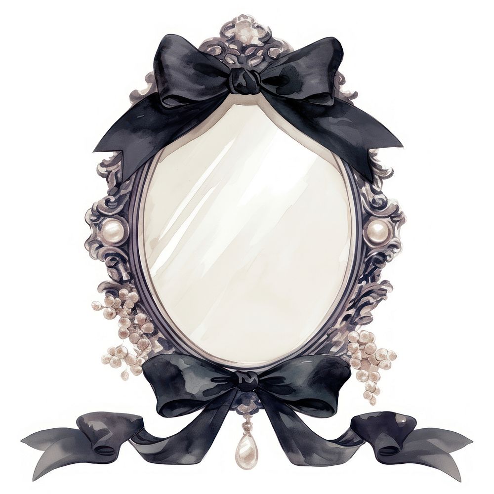 Black coquette oval mirror style photography accessories.