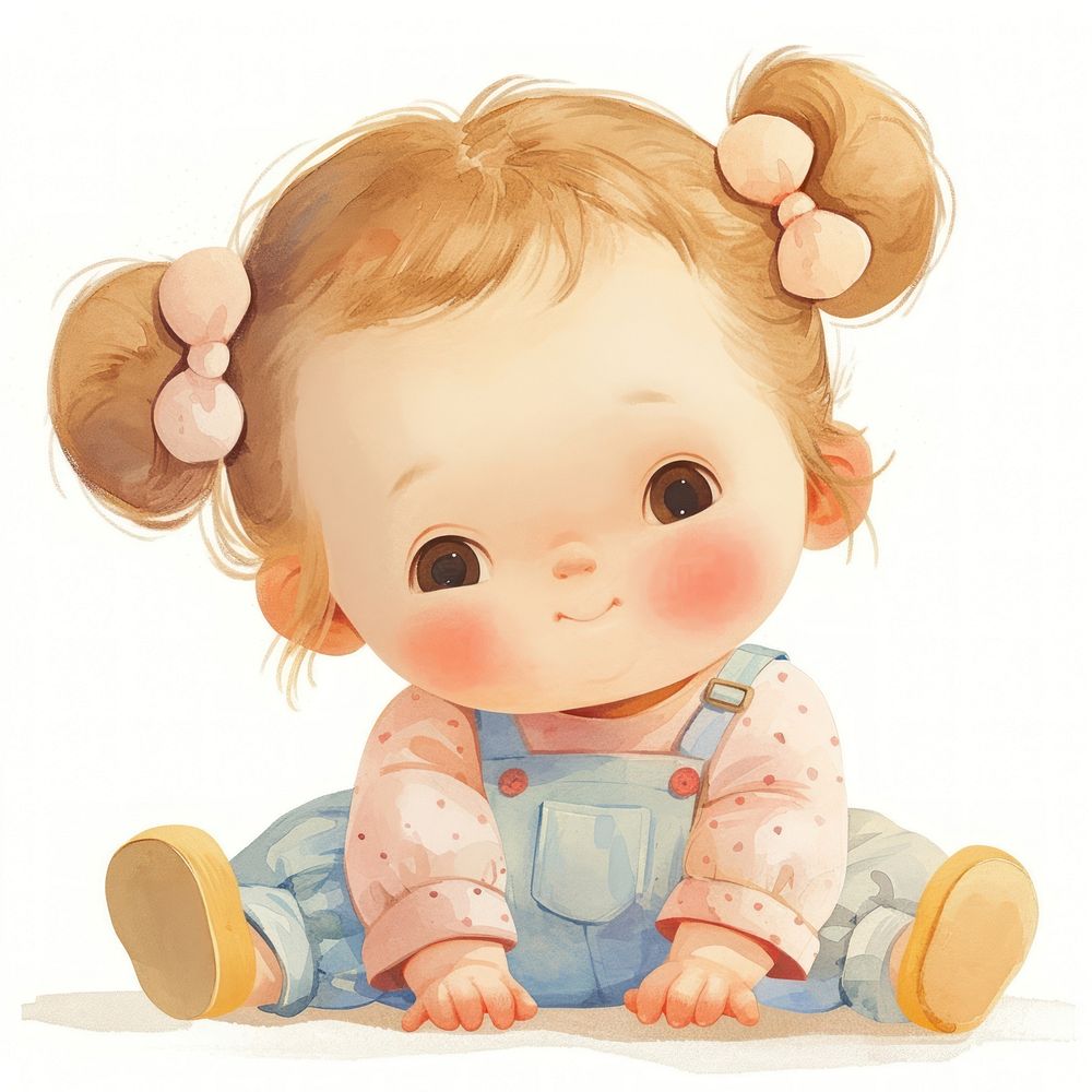 A cute baby illustration children's pastel.