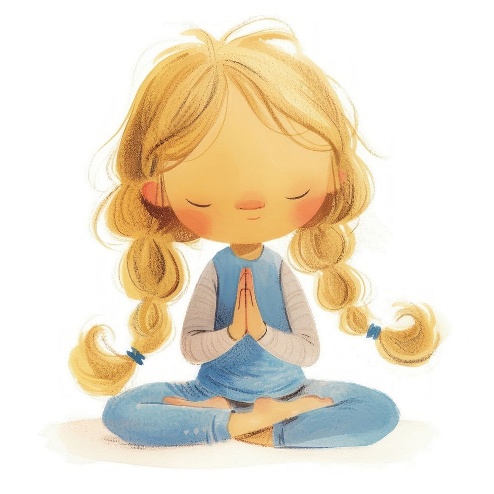 A cute girl Practicing yoga poses child illustration art.