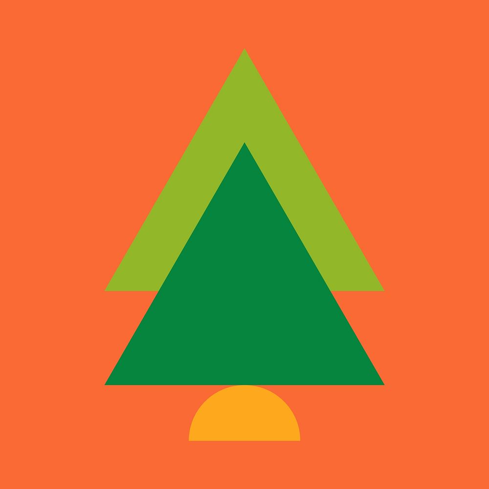 Green tree geometric flat illustration