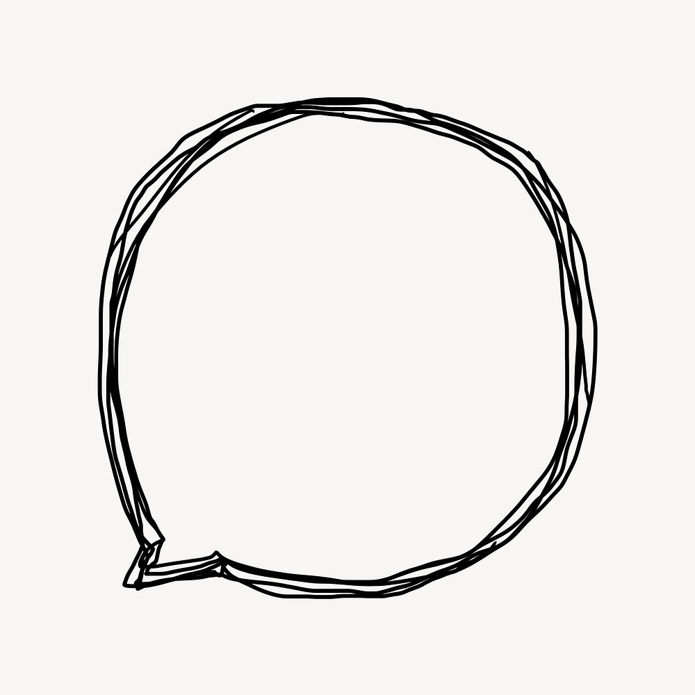 Round doodle speech bubble outline illustration vector