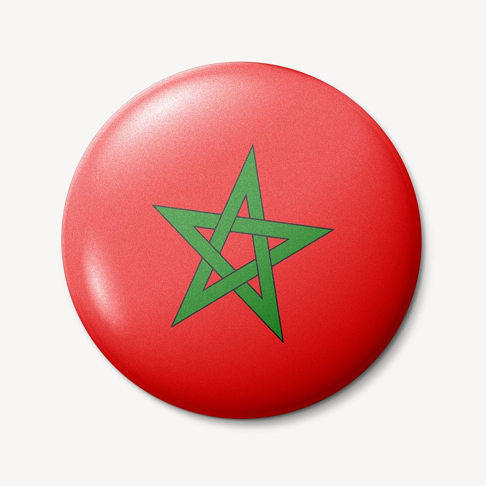 Morroco flag round badge illustration