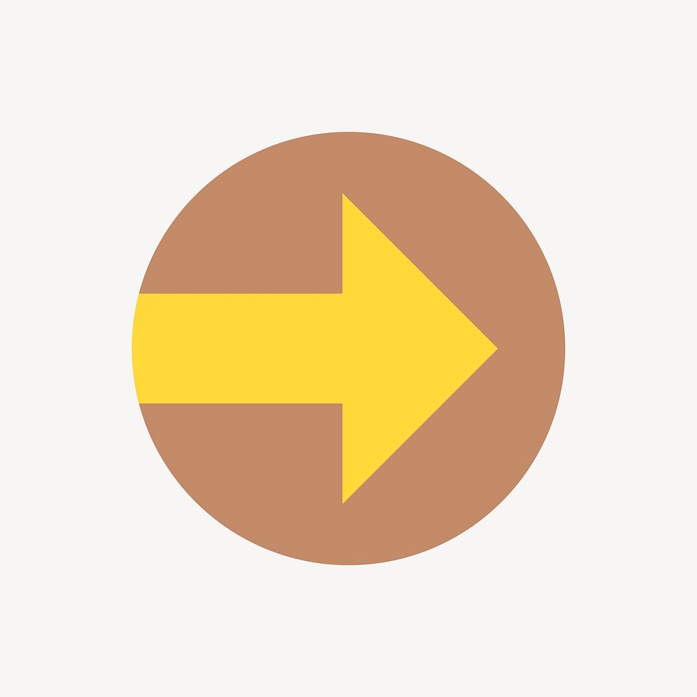 Yellow arrow inside brown circle design illustration