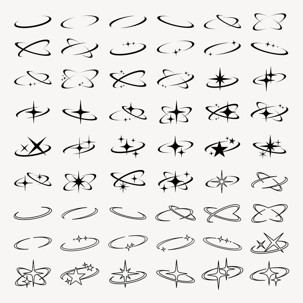 Various abstract orbit star symbol set vector. Set of abstract orbit star symbol in various vector design illustrations.…