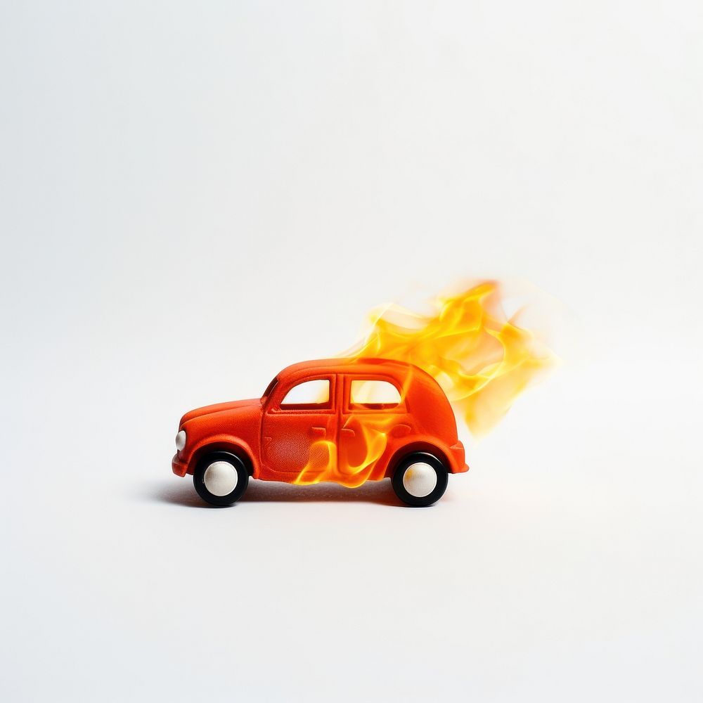 Photography of a Burning car toy fire vehicle burning.
