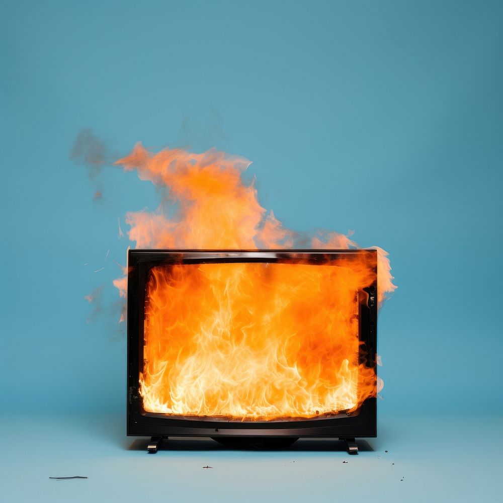 Photography of a Burning TV fire fireplace burning.