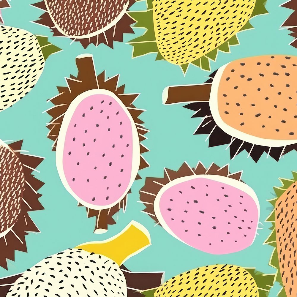 Vibrant durian pattern fruit plant food. AI generated Image by rawpixel.
