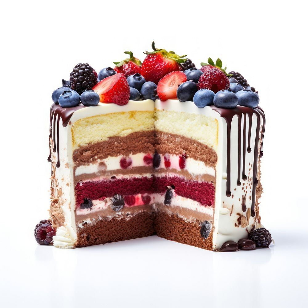 Birthday Cake cake raspberry blueberry. AI generated Image by rawpixel.