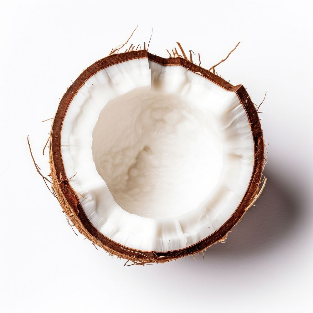 Coconut white background eggshell produce. AI generated Image by rawpixel.