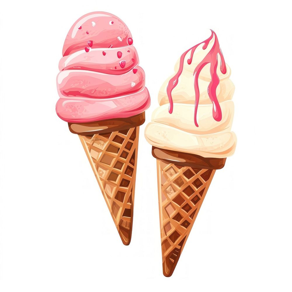 Summer two icecreams dessert food cone.