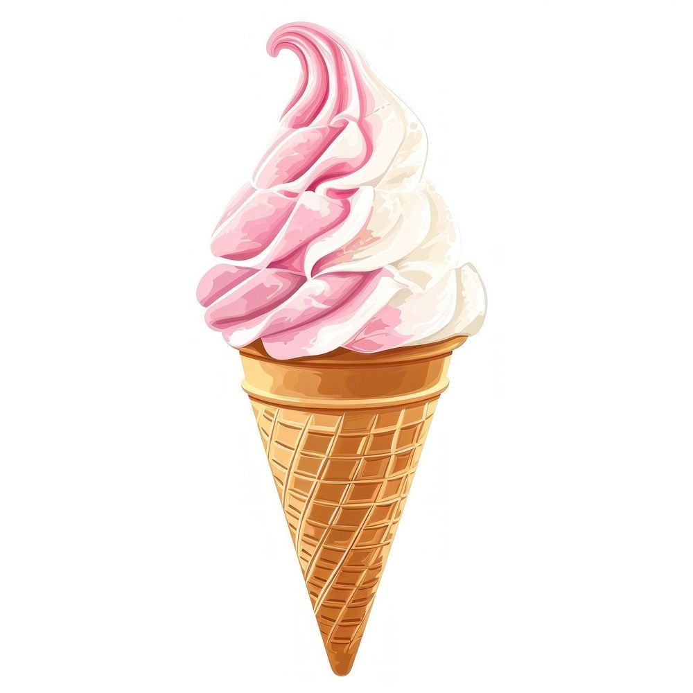 Summer icecream 2 cone dessert food white background.