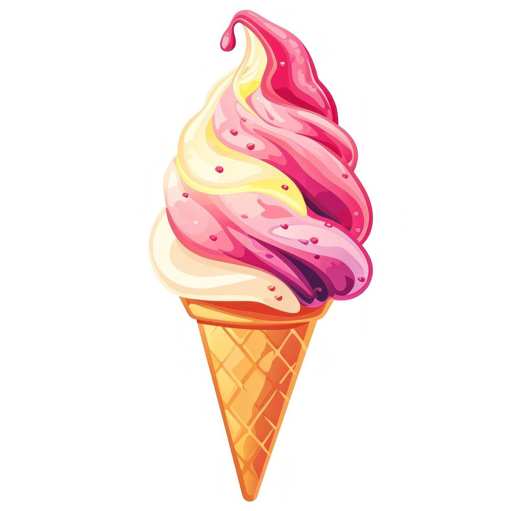 Summer icecream 2 cone dessert food white background.