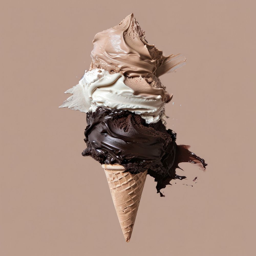 Icecream chocolate with a brown brush stroke dessert food freshness.