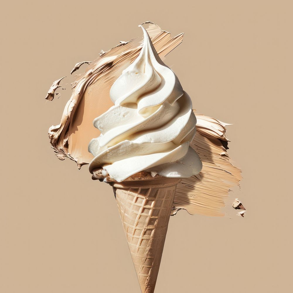 Vanilla icecream with a brown brush stroke dessert food chocolate.